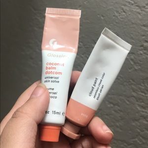 GLOSSIER coconut balm dotcom + cloud paint dusk